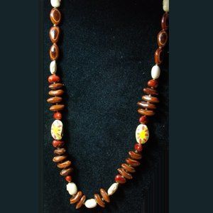 Natural Handpainted & Lacquered Bean Necklace